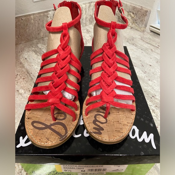 Sam Edelman Dakota, Rio Red Suede Sandals, size 9.5 - Picture 3 of 7